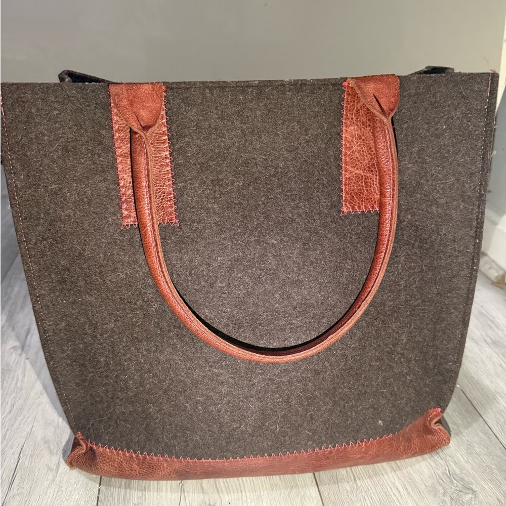 Womens brown and leather brown Suede  and  Women’s Tote Bag